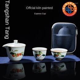 Teaware Sets Official Kiln Travel Tea Set Portable Ceramics Quick Cup One Pot Two Cups Gracked Glaze Complete