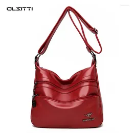 Shoulder Bags OLD TANG Multiple Zippers Fashion Soft Leather For Women 2024 Summer Casual Simplicity Crossbody Sac Epaule