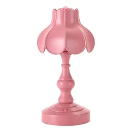 Table Lamps European Lotus Bedside Lamp Decor Mini LED Night Light For Mall Room Bar Home Small Reading - Fuschia