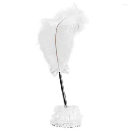 Party Decoration White Feather Quill Signing Ballpoint Writing Pen With Holder For Wedding Meeting Office