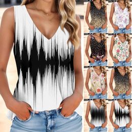 Women's Tanks Fashion Summer V Neck Tank Top Lightweight Sleeveless Flower Printed Skin Friendly Shirt Ropa Para Mujer