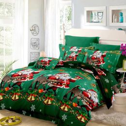 Bedding Sets Christmas Set Polyester Santa 3D Printed Duvet Cover 2pcs Pillowcases Bed Sheet Decorations