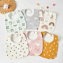 E80C Bibs Burp Cloths New waterproof baby bib cute printed newborn Saliva towel clothes U-shaped feeding drip accessories d240513