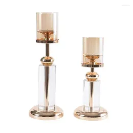 Candle Holders Nordic Creative Retro Gold Candlestick Crystal Holder Glass Wedding Centrepieces For Tables Arredamento Casa Moderno D