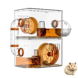 Transparent Hamster Cages Breathable Guinea Pig Small Animal Cage Hamster Habitats with Accessories Small Pet Breeding Box 240507