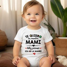 Rompers I Love You Mom Happy Mothers Day Baby Romper Spanish Print Infant Bodysuit Newborn Short Sleeve Jumpsuit Toddler Summer Clothes T240509
