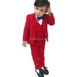 Suits Flower Boys Wedding Suit Japan Kids Jacket Vest pants 3Pcs Set Children Formal Tuxedo Host Dance Party Performance Dress Costume