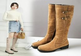 size 33 to 43 44 lena vivi women tall knee high boots thick winter boots beige chunk heels designer boots sexy booties1834201