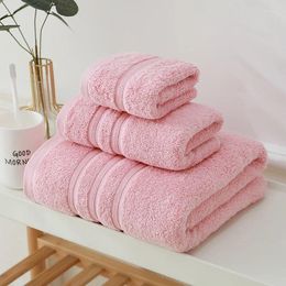 Towel 3pcs Premium Cotton Bath Set Plain Pink Pure Super Soft Family Large Boy And Girl Home Gift High Quality Towels