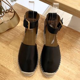 Casual Shoes Baeromad Fashion Runway Summer Black Hollow Out Flat Bottom Women's Solid Colour Round Toe Ankle Strap Thick