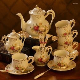 Mugs European Creative Coffee Set Cup Ivory Porcelain Hand-drawn Wedding Gift Home And Living Room Decoration
