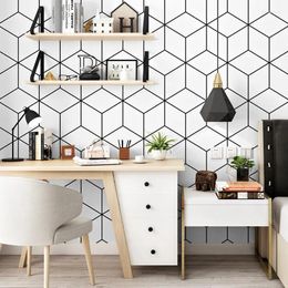 Wallpapers Nordic Style Wallpaper Ins TV Background Black And White Chequered Geometric Bedroom Living Room Modern Minimalist Internet Red