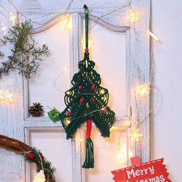 Tapestries Macrame Christmas Tree Wall Hanging Tapestry Tassels Bells Handmade Boho Decoration Bohemian Decor For Living Room Kid Gift