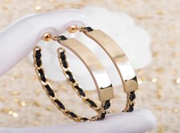 2021 New Brand Fashion Jewellery For Women Black Leather Design Party Light Gold Earrings C Name Stamp Luxury Top Quality3127390