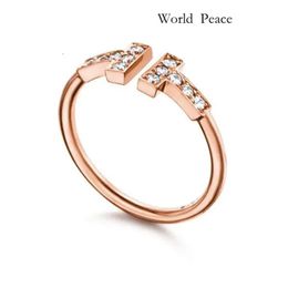 Tiffanyjewelry Designer Jewelry Women Gold Plated Wire For Women Mens Wedding Ring Open With Month-Of-Pearl Diamond Ring Titanium Sier Rose Gold 492