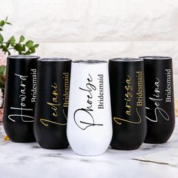 Party Favour 6oz Personalised Stainless Flute Tumblers Custom Tumbler Champagne Bachelorette Wine Cup Bridesmaid Proposal Bridal Favours
