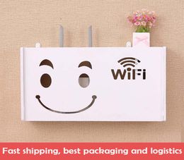 New Wifi Router Shelf Storage Boxes Cable Power Plus Wire Bracket Storage Box WoodPlastic Wall Shelf Hanging Plug Bracket Box LJ29061992