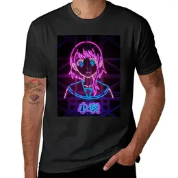 Men's Polos Anime Girl Neon Art T-Shirt Tees Quick Drying Black T Shirts For Men