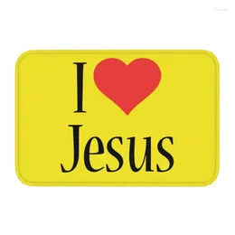 Carpets Personalized I Love Jesus Doormat Mat Anti-Slip Christian Faith Bath Kitchen Garden Rug Carpet 40 60cm