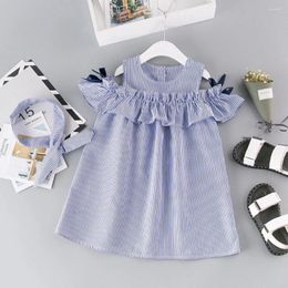 Clothing Sets 2PCS Toddler Kids Baby Girl Outfit Clothes Strapless Stripe Dress Headband Set 4t