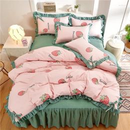 Bedding Sets Comfortable Cotton Fluff Four Pieces Of Home Textiles Simple Princess Bed Skirt Sheet Cover Pillow Case