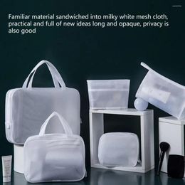 Storage Bags Utility Makeup Bag White Cosmetic Handles Design Outdoors Beach Travel Zipper Closure