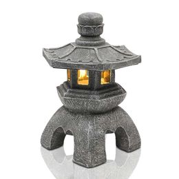 Nacome Solar Tower Lantern Garden Statue, Indoor/outdoor Zen Suitable for Landscape Balconies, Gardens, Courtyards, Porch Courtyards Art Decoration, Resin, Grey