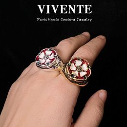Brand Westwoods Ring Enamel Vintage Copper Plated True Gold Small and Popular Middle Ages Luxury Instagram Colourless Nail K8CS
