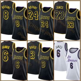 LeBron Basketball Jersey James 0 6 23 7 Russell Westbrook City Carmelo Anthony Men Davis City Los Angeleses Lakerses 8 24 Nome giocatore Black Mamba Mens