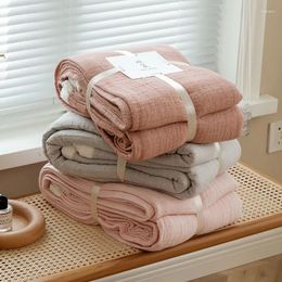 Blankets Solid Colour Cotton Summer Blanket Soft Gauze Towel Quilt Cosy Air-conditioning Home Travel Portable