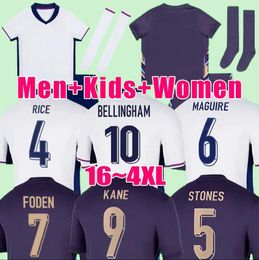 24 25 eNGLanDS Football Shirt BELLINGHAM RASHFORD KANE 2024 Euro Football Kit Home White Away Men Kid Kits Women SAKA RICE FODEN 16-4XL
