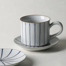 Mugs Japanese Style Stoare Coffee Cup With Saucer Set Handmade Retro Afternoon Tea Cracked Ceramic Couple Pair 200ml