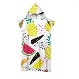 Towel Tropical Vibe Summer Fruits Printing Outdoor Adult Hooded Beach Poncho Bathrobe Towels Women Man AHT4
