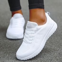 Womens Sneaker Fashion Breathable Trainers Comfortable Sneakers Mesh Fabric Lace Up Tennis Shoes For Women 240509
