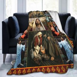 Blankets Jesus Virgin Mary Christian Catholic Blanket Flannel Decoration Multi-function Soft Throw For Home Outdoor Bedspreads