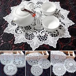 Table Mats Round Lace Embroidered Hollow Dining Mat Household Plate Bowl Cushion Decoration Heat Insulation Pad Home Decor