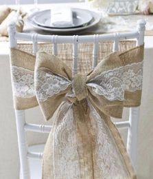 15240cm Naturally Elegant Burlap Lace Chair Sashes Jute Chair Tie Bow For Rustic Wedding Party Event Decoration9993884