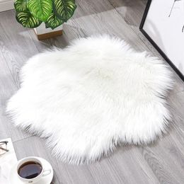 Carpets RAYUAN 60CM Floral Rug Artificial Wool Sheepskin Hairy Faux Floor Mat Fur Plain Fluffy Soft Area Rugs Tapetes