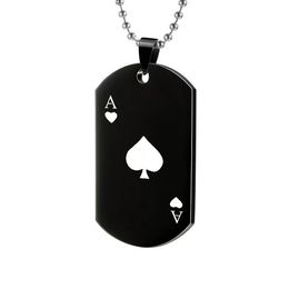 20pcs/lot Hip Hop Fashion Stainless Steel Necklace Personality Black White Heart A Poker Pendant Necklace For Trendy Men Women