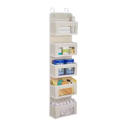 Storage Boxes 5 Big Pockets Over The Door Hanging Organizer Bag Wall Mount With Clear Windows And 2 Widened Metal Hooks For Pantry
