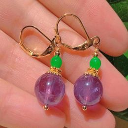 Dangle Earrings Natural Round Purple Chalcedony Jadeite Beads Gold Party Formal Beaded Custom Crystal Children Silver Ear Cuff Men