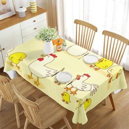 Table Cloth Cartoon Chicken Tablecloth Farmland Animal Pattern Washable Polyester Dining Room Kitchen Rectangular Cover