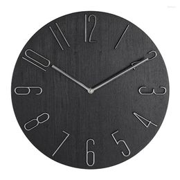 Clocks Accessories Simple Wall Clock 12 Inch Living Room Home Watch Fashion Bedroom Clock-Black