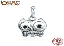 Style Hot Sale 925 Sterling Silver Lovely Animal Owl Pendant Charms fit Women Charm Bracelets & Necklaces DIY jewelry5268696