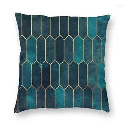 Pillow Soft Deep Teal And Blue Gold Geometric Pattern Throw Cover Home Decor Abstract Marble For Living Room