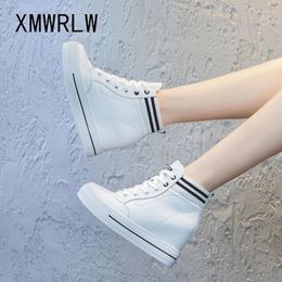 Casual Shoes XMWRLW Women's Sneakers 2024 Autumn Genuine Leather High Top Women Hidden Heels Female White Sneaker