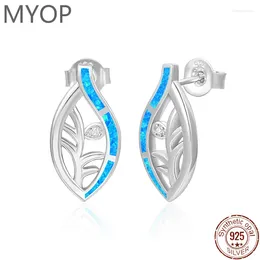 Dangle Earrings MYOP Product Opal 925 Sterling Silver Fine Jewellery Leaf Shape Ear Stud White Blue Earing