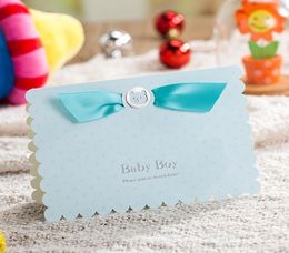 Whole 2016 New blue pink 3D baby birth party baby shower invitations card 50pcslot 6604212