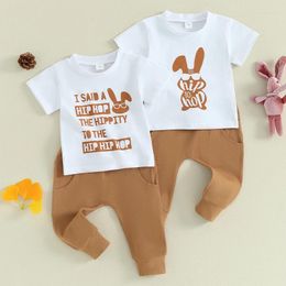 Clothing Sets Toddler Baby Girl Boy Easter Outfit Short Sleeve Crew Neck Letters Print T-shirt With Long Pants Summer