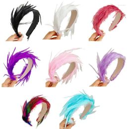 Party Supplies Y1UB Cocktail Feather Headband Colorful Fascinator Hair Hoop Lady Ornament